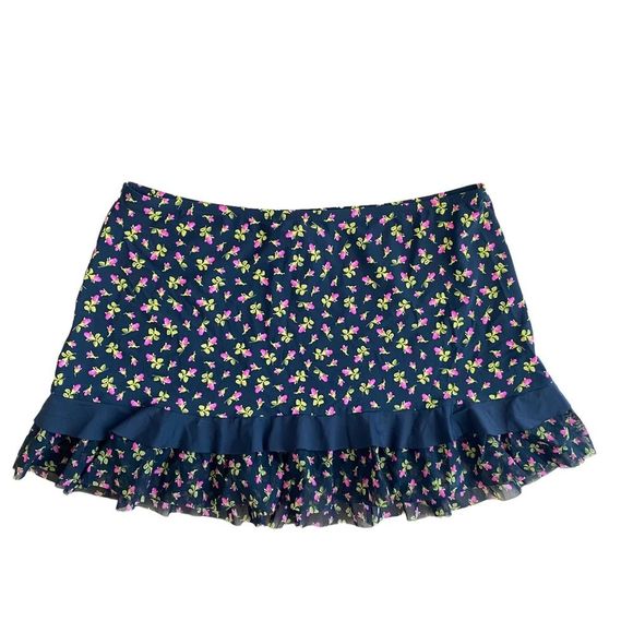 Betsey Johnson Floral Swim Coverup Skirt - Black and Pink - Picture 5 of 9